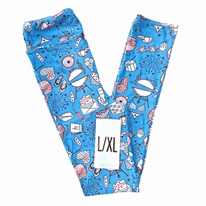 NEW Lularoe Leggings Girls L/XL (8-14) USA 4th of July BBQ Fireworks America - Picture 1 of 10