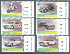 Police Vehicles-Cars-Jersey-- mnh 2001-Austin-Ford Cortina-Motorbike
