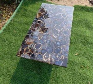24"x36" Black Agate Dining Table Top Handmade Arts Crystal Stone Furniture Decor - Picture 1 of 8