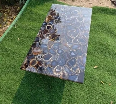 24"x36" Black Agate Dining Table Top Handmade Arts Crystal Stone Furniture Decor - Image 1 of 4