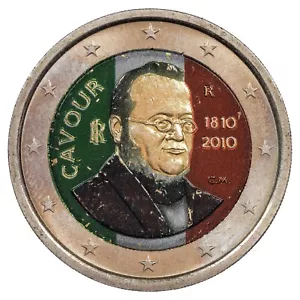 Italie - 2 euros colorisée - 2010 - 200 ans de la naissance du comte de Cavour - Imagen 1 de 2