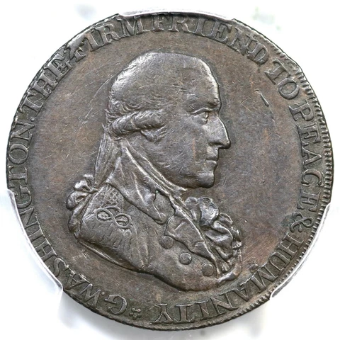 1795 PCGS AU Details Lg Button RE Washington Grate Colonial 1/2p Cover