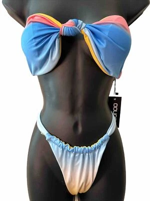 Bikini Boohoo Torcido Anudado Bandeau Tanga Pierna Alta Descarado Talla 6 Foto 1 de 4