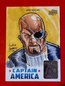 marvel 1/1 sketch NICK FURY hand signed auto Samuel L Jackson card MINT 1 of 1 - Picture 1 of 5
