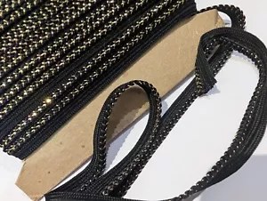 FULL CARD 25 metres of vintage black/gold 10mm wide GIMP braid - Picture 1 of 4