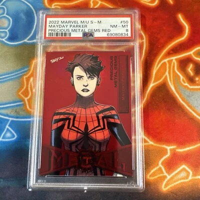 2022 Marvel Metal Spider Man Mayday Parker Precious Metal Gems Red PSA 8 /100 - Image 1 of 3