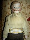 Handsome 6+" German antique bisque head all orig. male dollhouse doll w/mustache