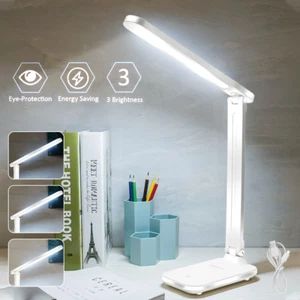 LED SCHREIBTISCHLAMPE TISCHLAMPE DIMMBAR LESELAMPE BÜROLEUCHTE USB DE - Bild 1 von 10