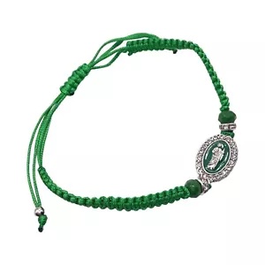 Heiliger Jude simulierter Diamant grüner Knoten Schnur verstellbar Gebet Glück Armband - Bild 1 von 5