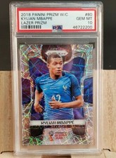 KYLIAN MBAPPE ROOKIE LAZER PRIZM PSA 10! 2018 Panini Prizm World Cup #80 