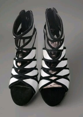  Preciosos tacones CARLOS Santana Strata para mujer plataforma negro/blanco talla 9  Foto 1 de 4