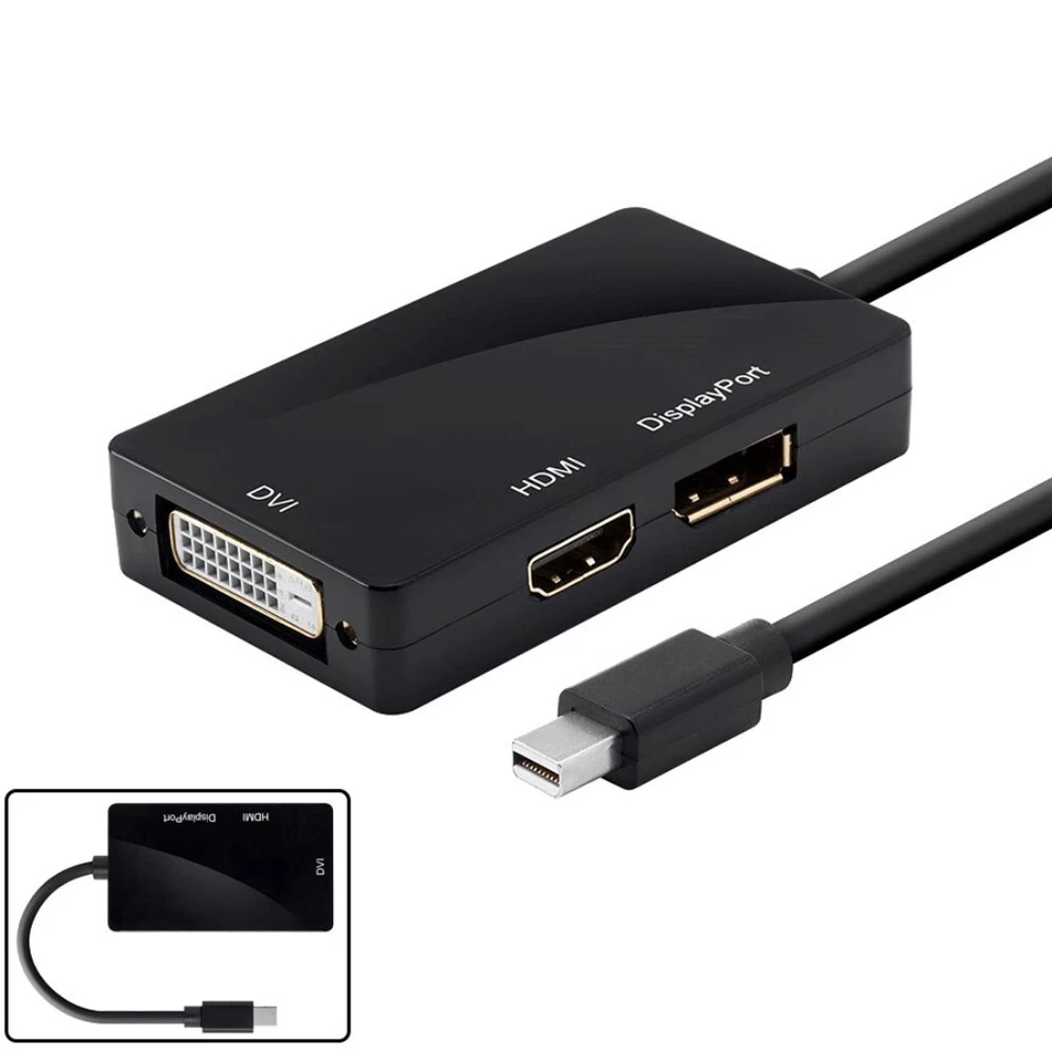 Mini DisplayPort DP 1.1 to HDMI / DVI / Display Port Monitor Adapter Cable Mac - Image 1 of 3