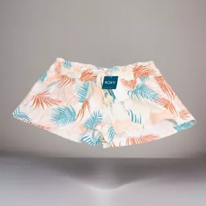ROXY schneeweiße Kordelzugshorts mit Palmschatten am Meer, Größe L, neu mit Etikett - Bild 1 von 21