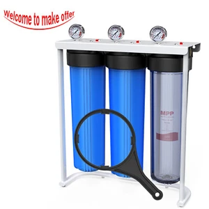 Whole House Water Filter System 4.5" x 20" Big Blue 3 Stage Filtration 1" Port - Picture 1 of 23