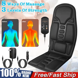 Full Body Massager Seat Cushion 8 Mode Back Heated Chair Car Pad Mat Home Office - Picture 1 of 22