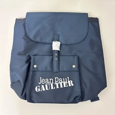 JEAN PAUL GAULTIER 'Weekend' Backpack Bag Navy Polyester Drawstring Travel NEW - Image 1 of 4