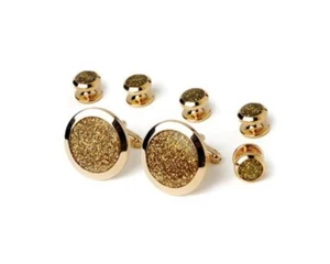 Big & Tall Fools Gold Studs and Cufflinks with Gold Trim - Picture 1 of 1