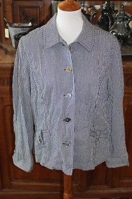 Jaqueta Blazer CHARTER CLUB Listrada Azul Pequena Tamanho PL #64 - Imagem 1 de 4