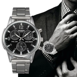 Mens Luxury Stainless Steel  Military Fashion Quartz Watch - Picture 1 of 4
