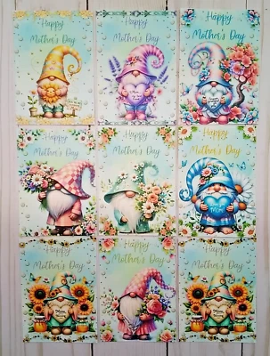 9 Gnomos do Dia das Mães~Feitos à Mão~Cartões de Diário~Livros de Recados~Junk Journals~Artesanato - Imagem 1 de 3