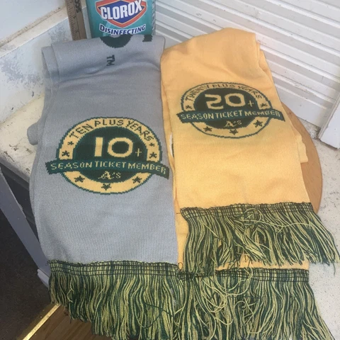 Lot Of 2 Oakland Athletics A's Season Ticket Member Holder Scarf 10+, 20+ Years Cover