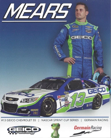 2016 CASEY MEARS "GEICO RACING 2ND VERSION" #13 NASCAR SPRINT CUP POSTCARD Cover