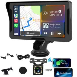 7" Touch Screen HD Portable Car Wireless Apple CarPlay&Android Auto Radio BT FM - Picture 1 of 23