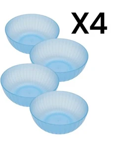 Set of 4 | MAINSTAYS Plastic 38oz Cereal Bowls, Round Swirl Translucent • Blue - Picture 1 of 7