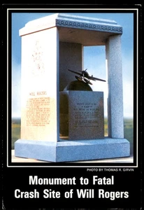 Will Rogers Wiley Post Memorial Monument Crash Site Alaska Postcard - Picture 1 of 2