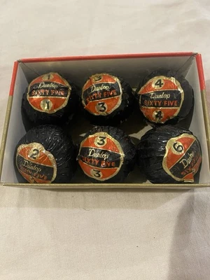 Six (6) Very Old Wrapped Dunlop Sixty Five Golf balls With Box. Rare! - Image 1 of 4