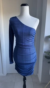 Luvalot Dress Womens Size 8 Blue Off One Shoulder - Picture 1 of 14