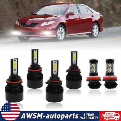 For 2007-2014 Toyota Camry - LED Headlights Bulbs Kit High/Low Beam Fog Light Foto 1 de 4