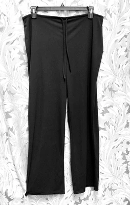XL AMANDA SMITH SMOOTH BLACK STRETCH KNIT PULL UP ELASTIC WAIST WIDE LEG PANTS - Image 1 of 4