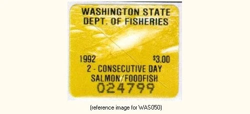 HALFPRICEFISH Washington Salmon Stamp 1992 $3.00, 2-Day - Image 1 of 1