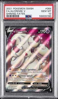 2021 POKEMON SWORD & SHIELD SHINING FATES #064 FULL ART/ALCREMIE V PSA 10 - Image 1 of 2