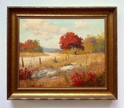 Robert Wood -1930s Texas Landscape signed w/Alias "G Day" -16 x 20 Oil on Canvas - Image 1 of 4