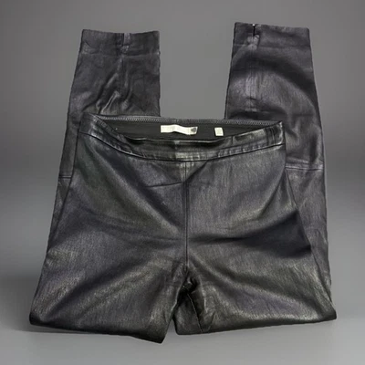 Vince Mujer XS Negro Piel de Cordero Cuero Leggings Pantalones Elastizados Foto 1 de 4