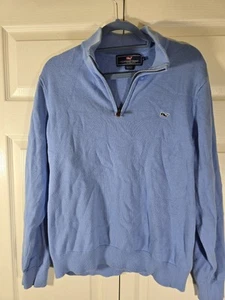 Vineyard Vines Mens 1/4 Zip Sweater Size Large blue long sleeve all cotton - Picture 1 of 5