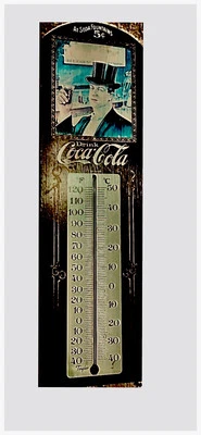 Vintage Style 23" Coca-Cola Wooden Sign w/ Thermometer - Image 1 of 3