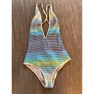Missoni Mare Mujer Chevron Rayas Una Pieza Gris, Azul Verde Talla 44 (10 EE. UU.)) - Imagen 1 de 3