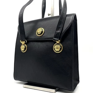 Borsa tote VERSACE in pelle nera vintage autentica dal Giappone - Foto 1 di 24