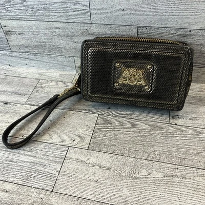 Juicy Couture Metallic Gold & Black Wristlet Vegan Leather Double Zipper - Image 1 of 4