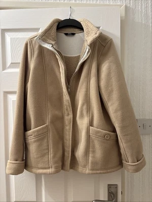 Marks & Spencer Brown / Beige Thick Fleece Jacket Women’s UK Size 12 - Image 1 of 4