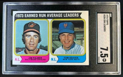 1974 Topps 1973 ERA Leaders (Jim Palmer Tom Seaver) Liga #206 SGC 7,5 Foto 1 de 2