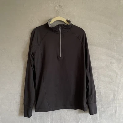 TEK GEAR 1/4 Zip Up Pullover Womens L Black /Gray Outdoor Athletic Thumbholes - Image 1 of 4