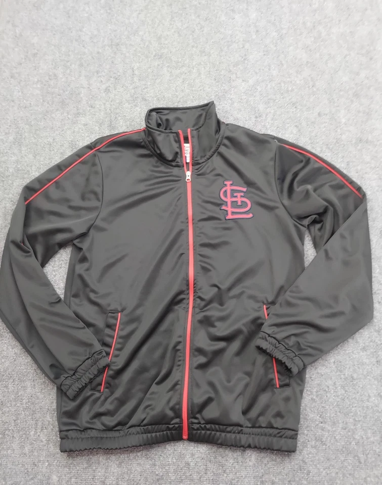 Chaqueta de los Cardenales de San Luis Mediana Negra Roja GIII Carl Banks MLB Pista de Béisbol Foto 1 de 4