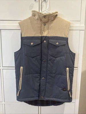 Burton Snowboards Chaleco Dryride Para Hombre Talla Mediana Dos Tonos Azul Tostado Cuello Sherpa Foto 1 de 4