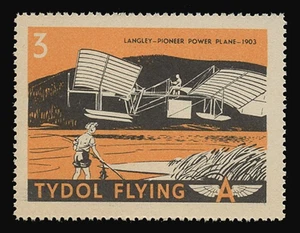 TYDOL FLYING "A" POSTER STAMPS OF 1940 - #3 LANGLEY, PIONEER POWER PLANE-1903 - Picture 1 of 2