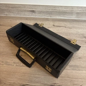 Vintage Audio Cassette Tape Storage Carry Case & Tray Holds 16 Tapes BLACK VGC 2 - Picture 1 of 9