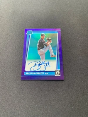 2021 Donruss Optic Rated Rookie Signatures Purple Braxton Garrett Auto #/150 RC - Image 1 of 2